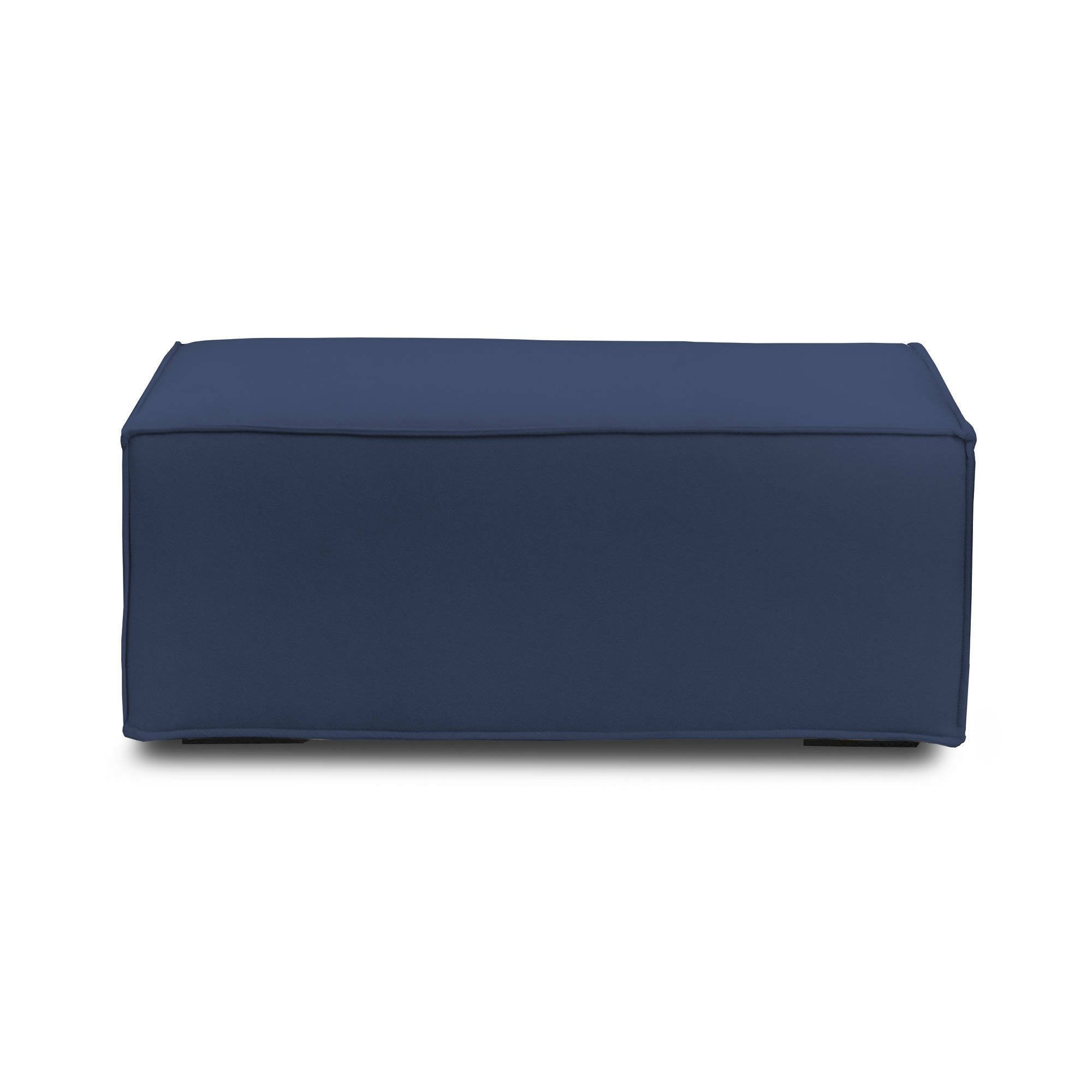 Pouf Assisi, Pouf da salotto, 100% Made in Italy, Poltroncina relax in tessuto imbottito, Cm 100x70h43, Blu