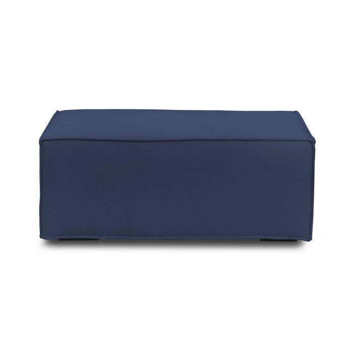 Pouf Assisi, Pouf da salotto, 100% Made in Italy, Poltroncina relax in tessuto imbottito, Cm 100x70h43, Blu