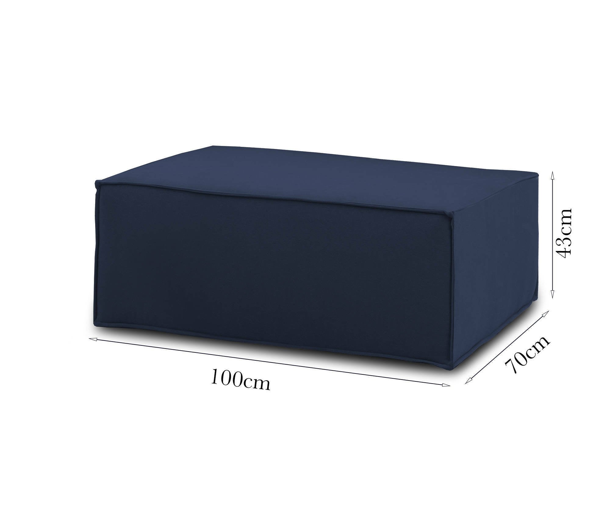 Pouf Assisi, Pouf da salotto, 100% Made in Italy, Poltroncina relax in tessuto imbottito, Cm 100x70h43, Blu