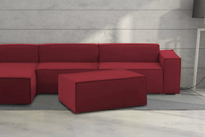 Pouf Assisi, Pouf da salotto, 100% Made in Italy, Poltroncina relax in tessuto imbottito, Cm 100x70h43, Rosso