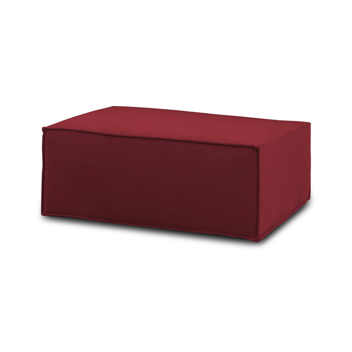 Pouf Assisi, Pouf da salotto, 100% Made in Italy, Poltroncina relax in tessuto imbottito, Cm 100x70h43, Rosso
