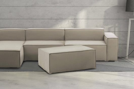 Pouf Assisi, Pouf da salotto, 100% Made in Italy, Poltroncina relax in tessuto imbottito, Cm 100x70h43, Tortora