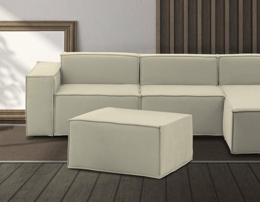 Pouf Avolasca, Pouf da salotto, 100% Made in Italy, Poltroncina relax in tessuto imbottito, Cm 80x70h43, Beige