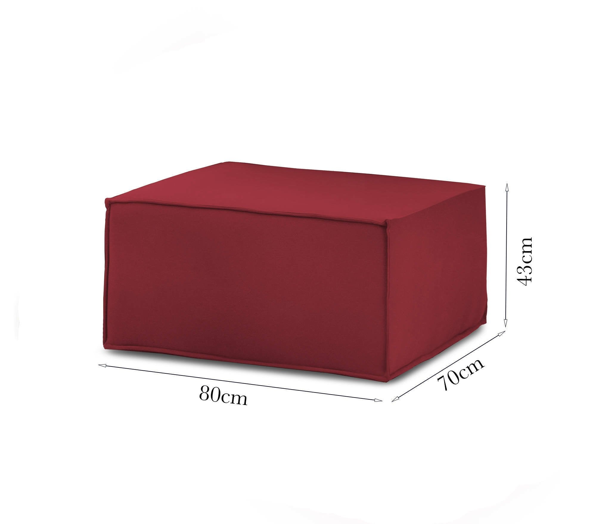 Pouf Avolasca, Pouf da salotto, 100% Made in Italy, Poltroncina relax in tessuto imbottito, Cm 80x70h43, Rosso