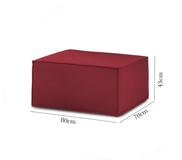 Pouf Avolasca, Pouf da salotto, 100% Made in Italy, Poltroncina relax in tessuto imbottito, Cm 80x70h43, Rosso