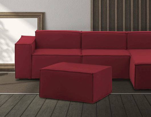 Pouf Avolasca, Pouf da salotto, 100% Made in Italy, Poltroncina relax in tessuto imbottito, Cm 80x70h43, Rosso