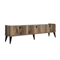 Mobile porta 0, Supporto per televisione da salotto, Credenza moderna da soggiorno, Cm 180x35h49, Quercia con effetto marmo