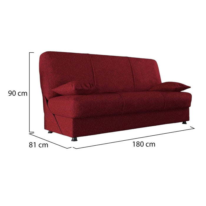 Arachide, Divano Letto 3 Posti Contenitore, 81x180 cm Nero