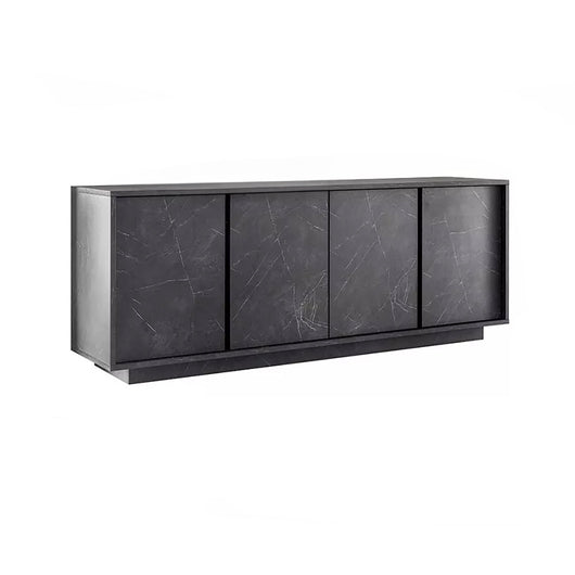 Credenza Nika, Buffet da soggiorno, Madia da salotto, Dispensa da cucina, Made in Italy, 180x43 h79 cm, Ardesia
