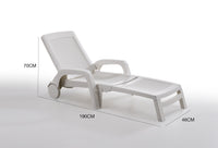 Lettino prendisole Abbie, Sdraio da giardino regolabile con braccioli, Lettino da esterno, 100% Made in Italy, Cm 190x46h70, Bianco