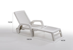 Lettino prendisole Abbie, Sdraio da giardino regolabile con braccioli, Lettino da esterno, 100% Made in Italy, Cm 190x46h70, Bianco