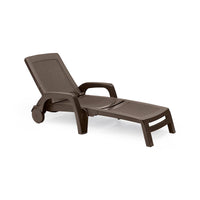 Lettino prendisole Abbie, Sdraio da giardino regolabile con braccioli, Lettino da esterno, 100% Made in Italy, Cm 190x46h70, Marrone