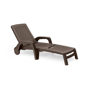 Lettino prendisole Abbie, Sdraio da giardino regolabile con braccioli, Lettino da esterno, 100% Made in Italy, Cm 190x46h70, Marrone