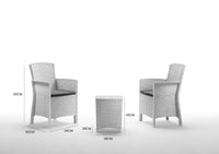 Salottino da esterno Armin, Set da giardino con cuscini, Salottino  effetto rattan, 100% Made in Italy, Bianco