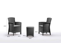 Salottino da esterno Armin, Set da giardino con cuscini, Salottino  effetto rattan, 100% Made in Italy, Antracite