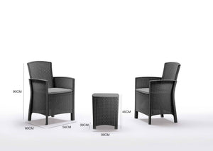 Salottino da esterno Armin, Set da giardino con cuscini, Salottino  effetto rattan, 100% Made in Italy, Antracite