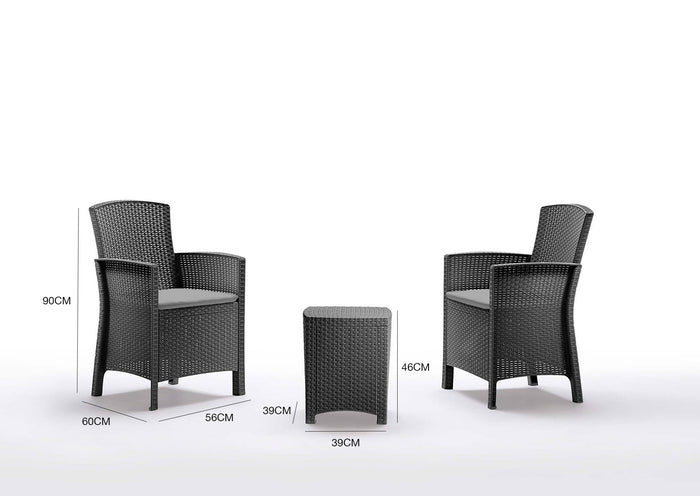 Salottino da esterno Armin, Set da giardino con cuscini, Salottino  effetto rattan, 100% Made in Italy, Antracite