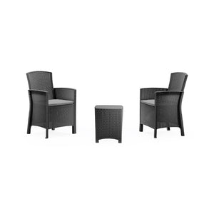 Salottino da esterno Armin, Set da giardino con cuscini, Salottino  effetto rattan, 100% Made in Italy, Antracite