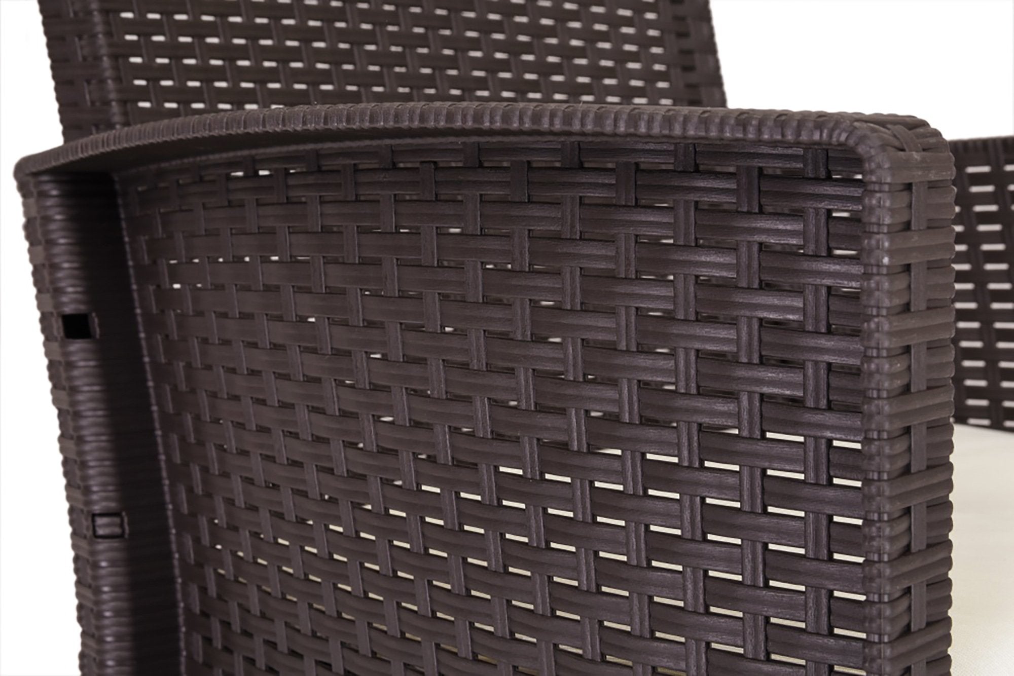 Salottino da esterno Asiak, Set da giardino con cuscini, Salottino  effetto rattan, 100% Made in Italy colore Marrone