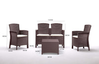 Salottino da esterno Asiak, Set da giardino con cuscini, Salottino  effetto rattan, 100% Made in Italy colore Marrone