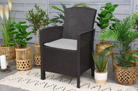 Salottino da esterno Asiak, Set da giardino con cuscini, Salottino  effetto rattan, 100% Made in Italy, Antracite