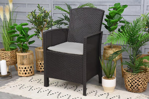 Salottino da esterno Asiak, Set da giardino con cuscini, Salottino  effetto rattan, 100% Made in Italy, Antracite