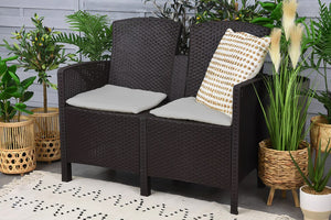 Salottino da esterno Asiak, Set da giardino con cuscini, Salottino  effetto rattan, 100% Made in Italy, Antracite