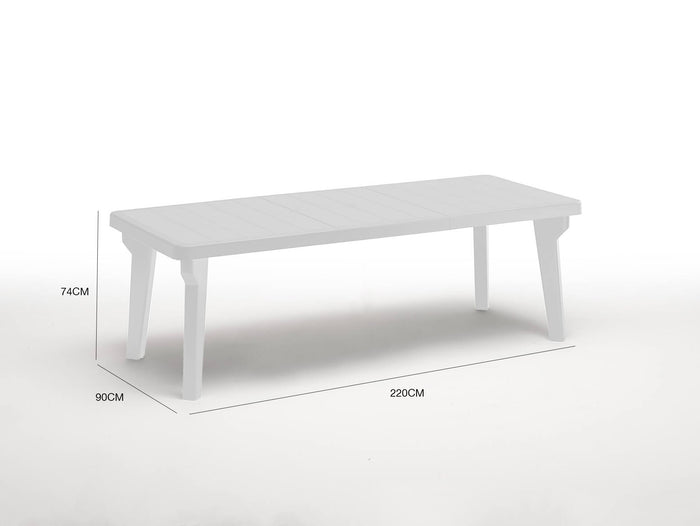 Tavolo da esterno Anatre, Tavolo rettangolare, Tavolo allungabile da giardino o da bar, 100% Made in Italy, Cm 160-220x90h74, Bianco