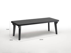 Tavolo da esterno Anatre, Tavolo rettangolare, Tavolo allungabile da giardino o da bar, 100% Made in Italy, Cm 160-220x90h74, Antracite