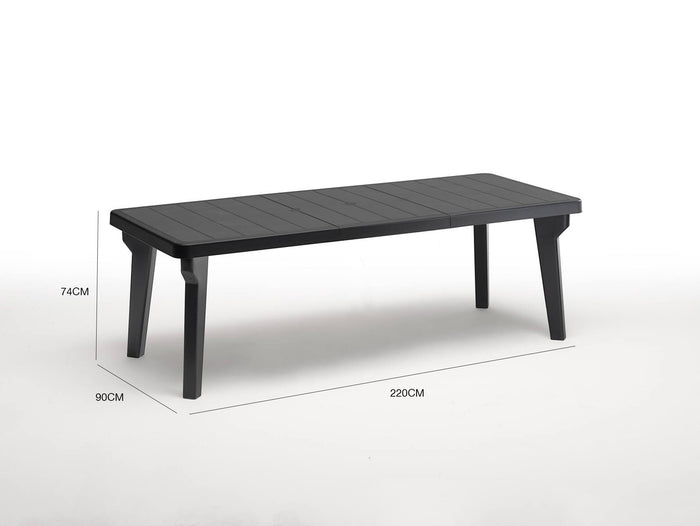 Tavolo da esterno Anatre, Tavolo rettangolare, Tavolo allungabile da giardino o da bar, 100% Made in Italy, Cm 160-220x90h74, Antracite