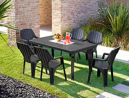Tavolo da esterno Anatre, Tavolo rettangolare, Tavolo allungabile da giardino o da bar, 100% Made in Italy, Cm 160-220x90h74, Antracite