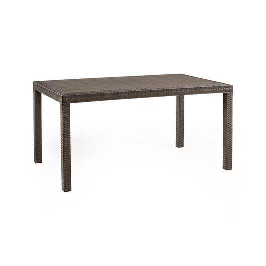 Tavolo da esterno Adila, Tavolo rettangolare da giardino, Tavolo da giardino multiuso effetto rattan, 100% Made in Italy, Cm 150x90h74, Marrone