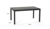 Tavolo da esterno Adila, Tavolo rettangolare da giardino, Tavolo da giardino multiuso effetto rattan, 100% Made in Italy, Cm 150x90h74, Antracite