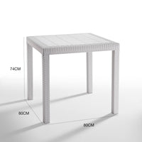 Tavolo da esterno Acqua, Tavolo quadrato fisso, Tavolo da giardino multiuso effetto rattan, 100% Made in Italy, Cm 80x80h74, Bianco