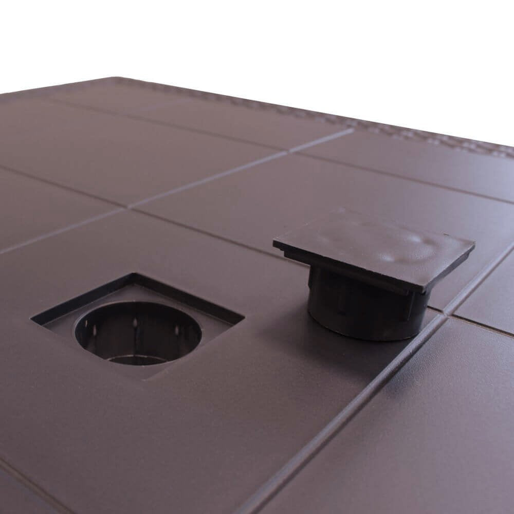 Tavolo da esterno Acqua, Tavolo quadrato fisso, Tavolo da giardino multiuso effetto rattan, 100% Made in Italy, Cm 80x80h74, Marrone