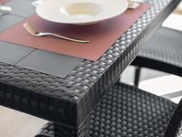 Tavolo da esterno Acqua, Tavolo quadrato fisso, Tavolo da giardino multiuso effetto rattan, 100% Made in Italy, Cm 80x80h74, Antracite