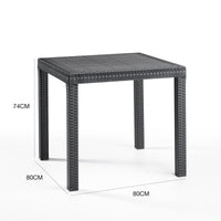 Tavolo da esterno Acqua, Tavolo quadrato fisso, Tavolo da giardino multiuso effetto rattan, 100% Made in Italy, Cm 80x80h74, Antracite
