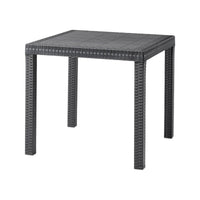 Tavolo da esterno Acqua, Tavolo quadrato fisso, Tavolo da giardino multiuso effetto rattan, 100% Made in Italy, Cm 80x80h74, Antracite