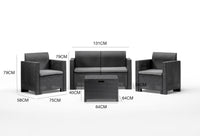 Salottino da esterno Gazania, Set da giardino con cuscini, Salottino  effetto rattan, 100% Made in Italy, Antracite