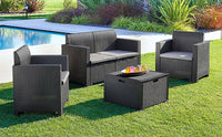 Salottino da esterno Gazania, Set da giardino con cuscini, Salottino  effetto rattan, 100% Made in Italy, Antracite