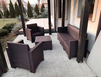 Salottino da esterno Admiral, Set da giardino con cuscini, Salottino  effetto rattan, 100% Made in Italy, Marrone