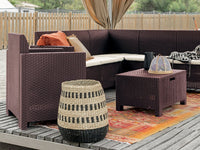 Salottino da esterno Somnus, Set da giardino con cuscini, Salottino  effetto rattan, 100% Made in Italy, Marrone