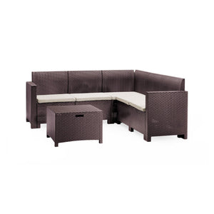 Salottino da esterno Somnus, Set da giardino con cuscini, Salottino  effetto rattan, 100% Made in Italy, Marrone