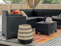 Salottino da esterno Somnus, Set da giardino con cuscini, Salottino  effetto rattan, 100% Made in Italy, Antracite