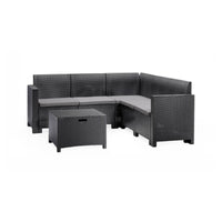 Salottino da esterno Somnus, Set da giardino con cuscini, Salottino  effetto rattan, 100% Made in Italy, Antracite