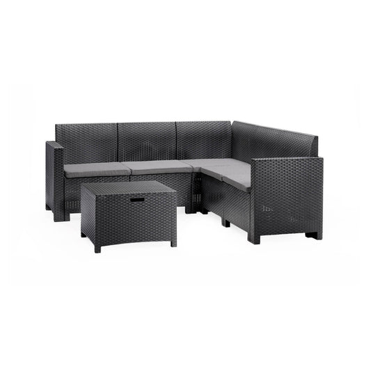 Salottino da esterno Somnus, Set da giardino con cuscini, Salottino  effetto rattan, 100% Made in Italy, Antracite