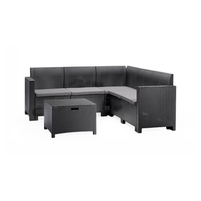 Salottino da esterno Somnus, Set da giardino con cuscini, Salottino  effetto rattan, 100% Made in Italy, Antracite