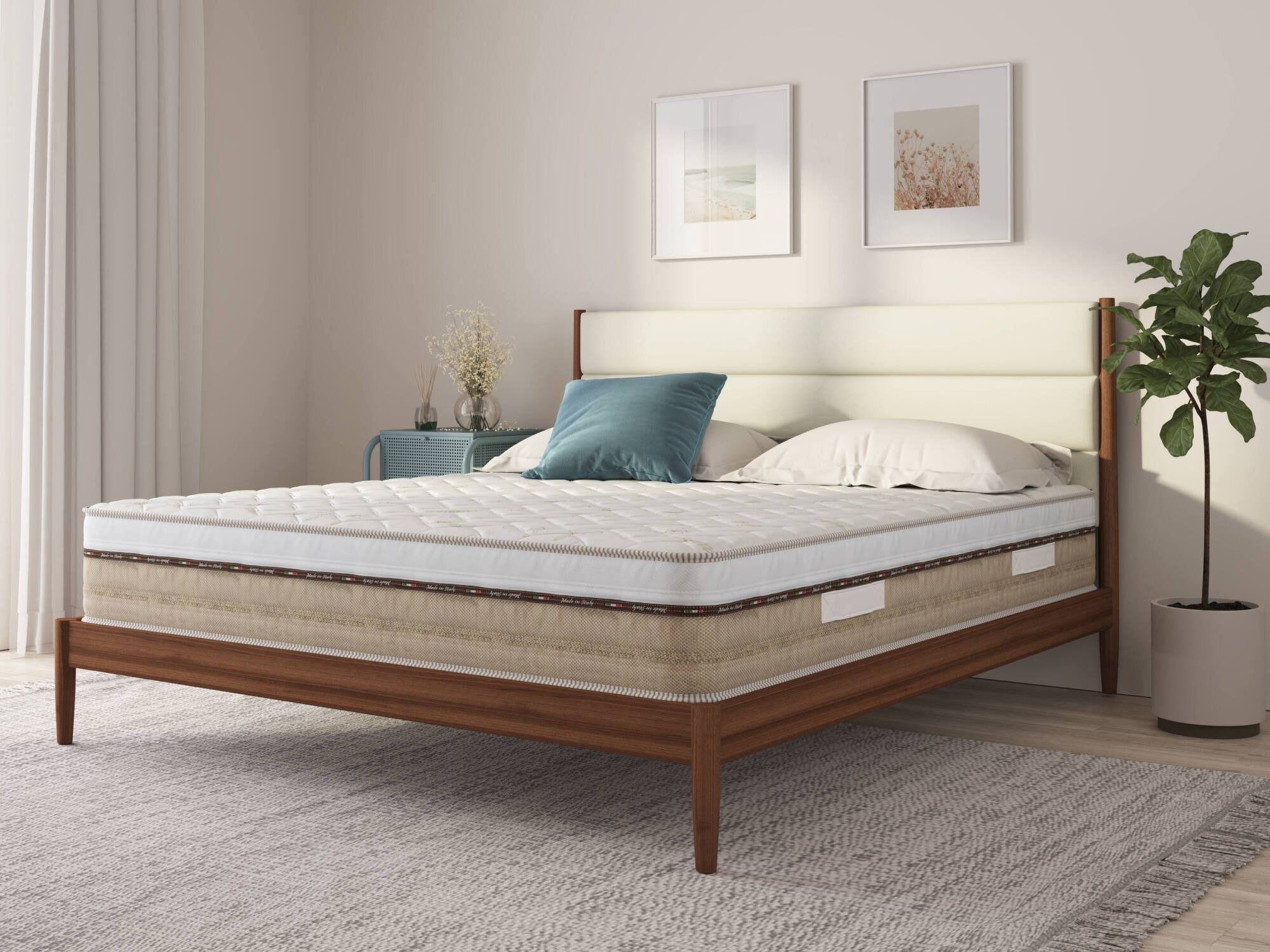 Materasso matrimoniale Cutler, Supporto per il riposo, Materasso per camera da letto, Sostegno per il sonno, Made in Italy, 200x140 h25 cm, Bianco