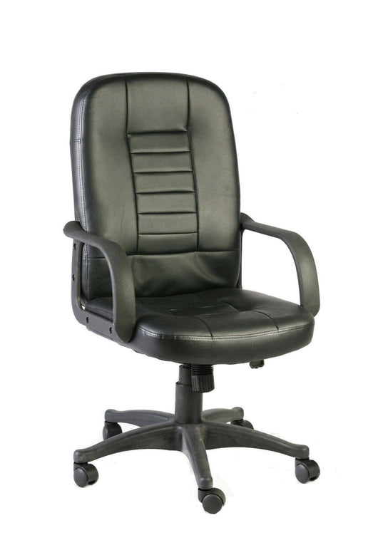 Sedia da ufficio Ogni, Poltrona direzionale con braccioli, Sedia ergonomica da ufficio, Nero, 56x59h104/114 cm