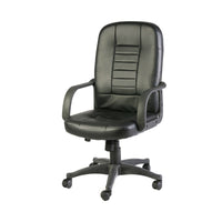 Sedia da ufficio Ogni, Poltrona direzionale con braccioli, Sedia ergonomica da ufficio, Nero, 56x59h104/114 cm